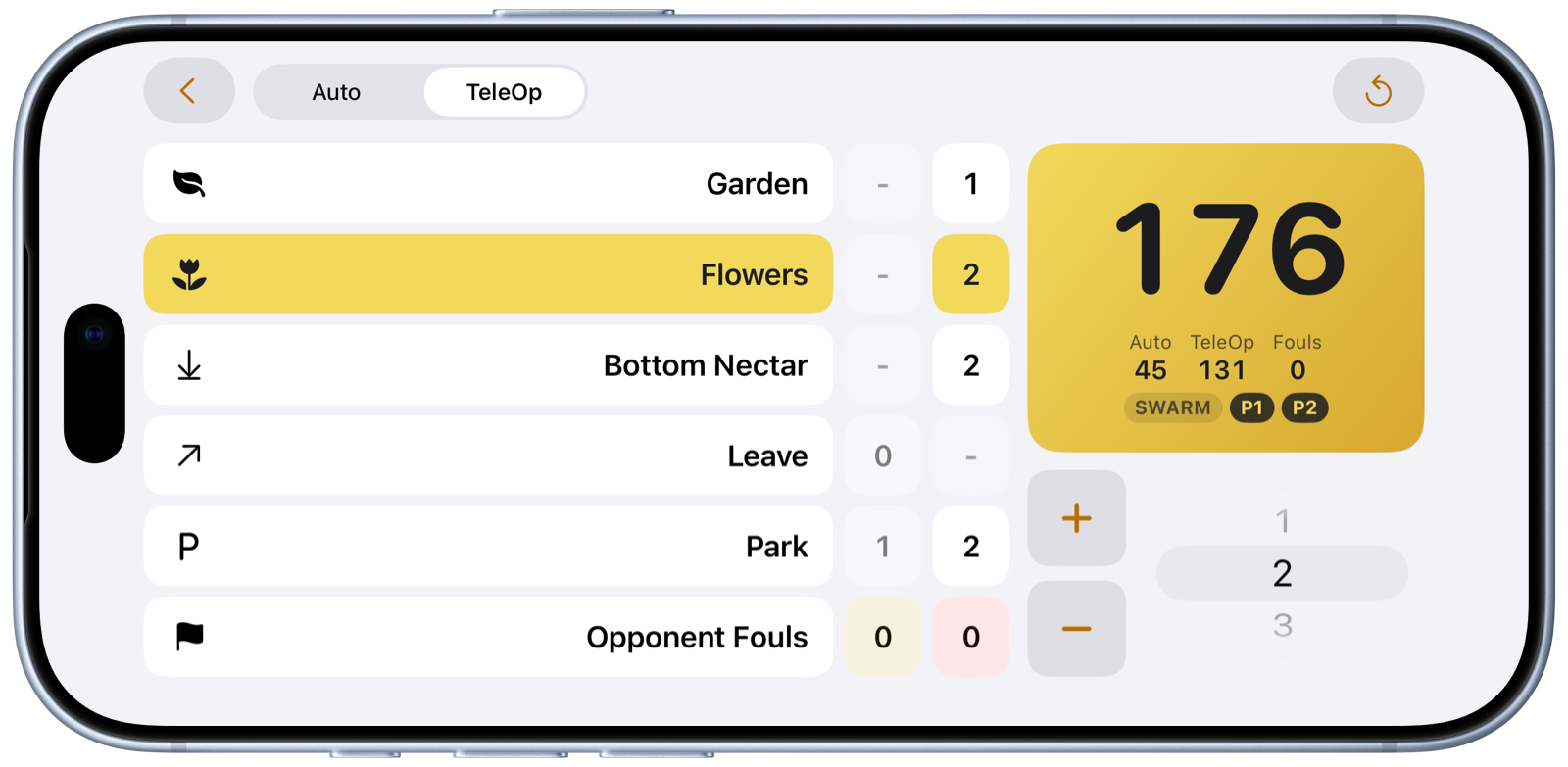 BioBuzz Scorer Calculator screen